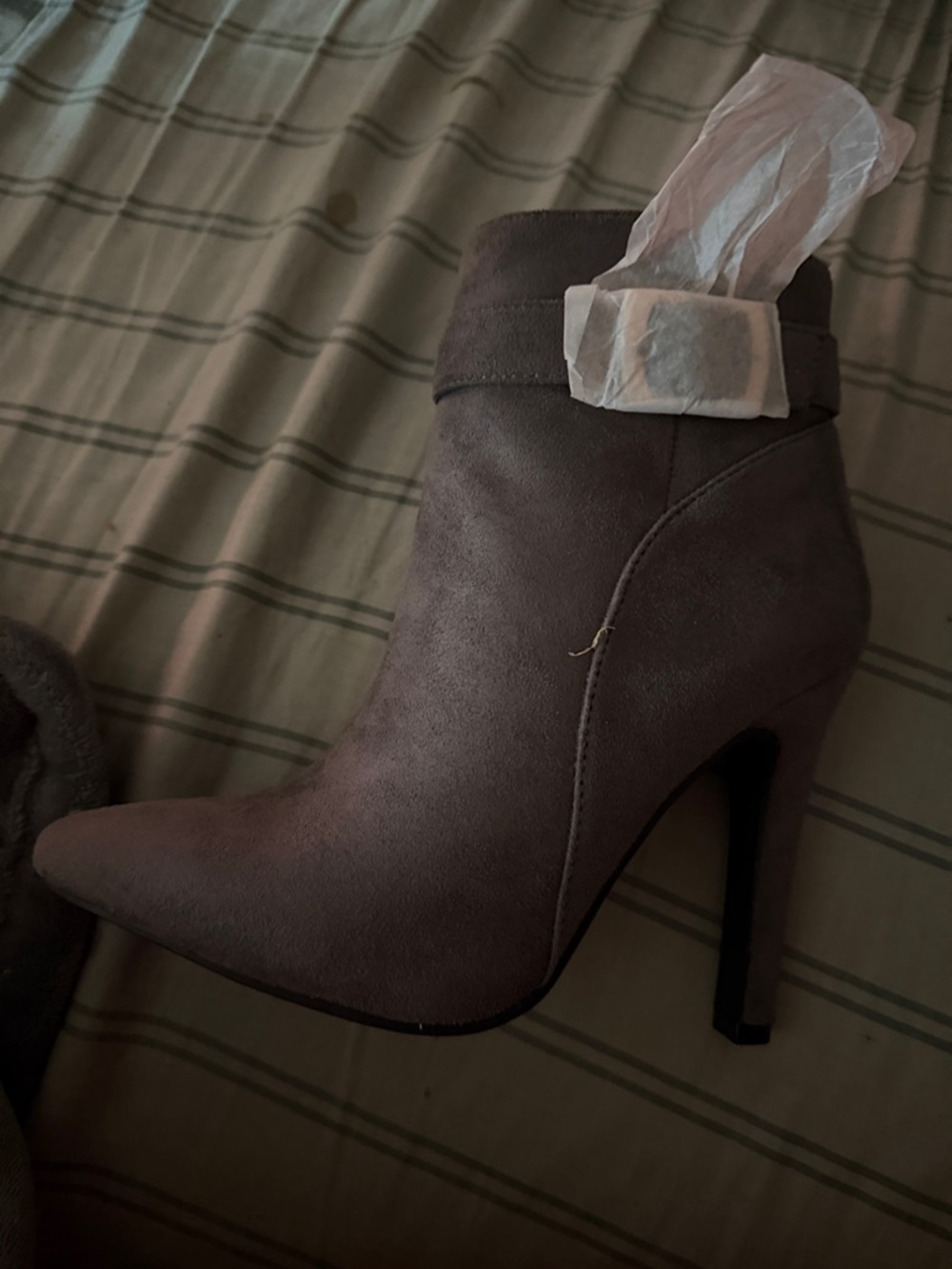 IDIFU Gray Pointed-Toe High Stiletto Ankle Boots